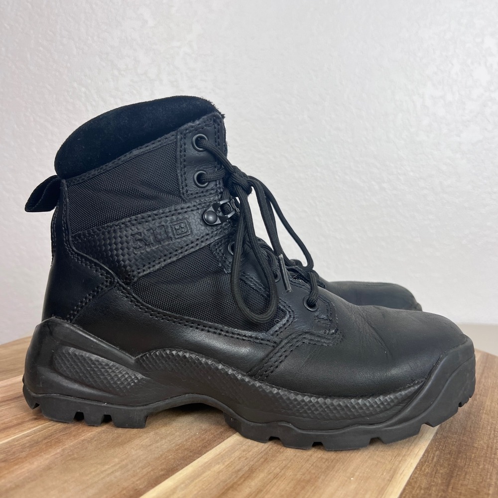 5.11 Tactical Boots Womens 8.5 Black Leather ATAC 2.0 6" Side Zip Utility Hiking
